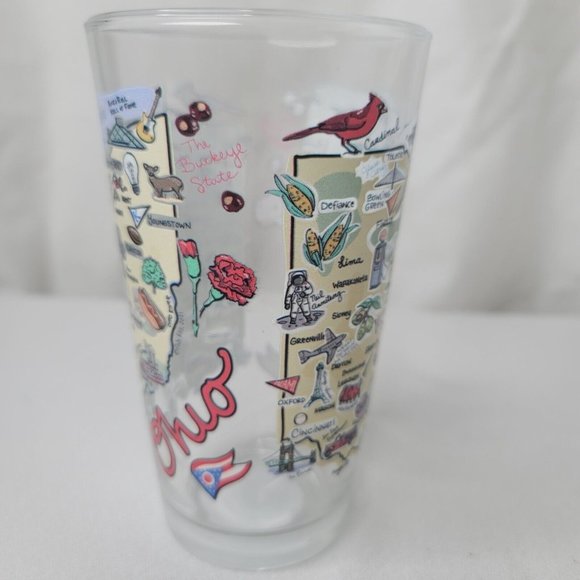 State of Ohio Map Hotspots Cocktail Drink Glass By Fish-Kiss 6" Tall - Picture 4 of 6